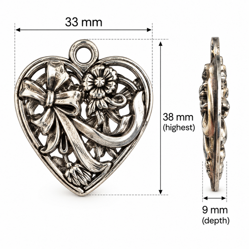 Heart Charm - 33x38mm - HRT-004
