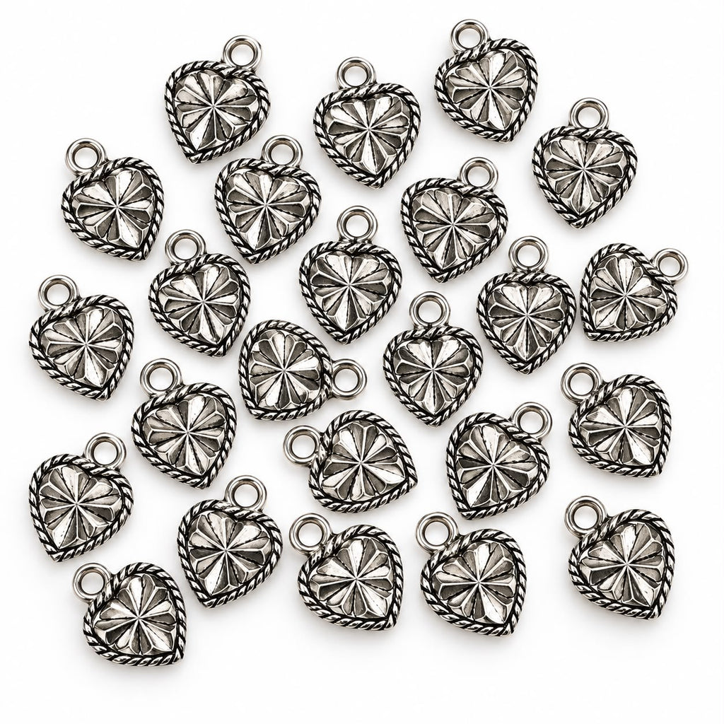 Antique Silver Heart Charm - 10x8mm