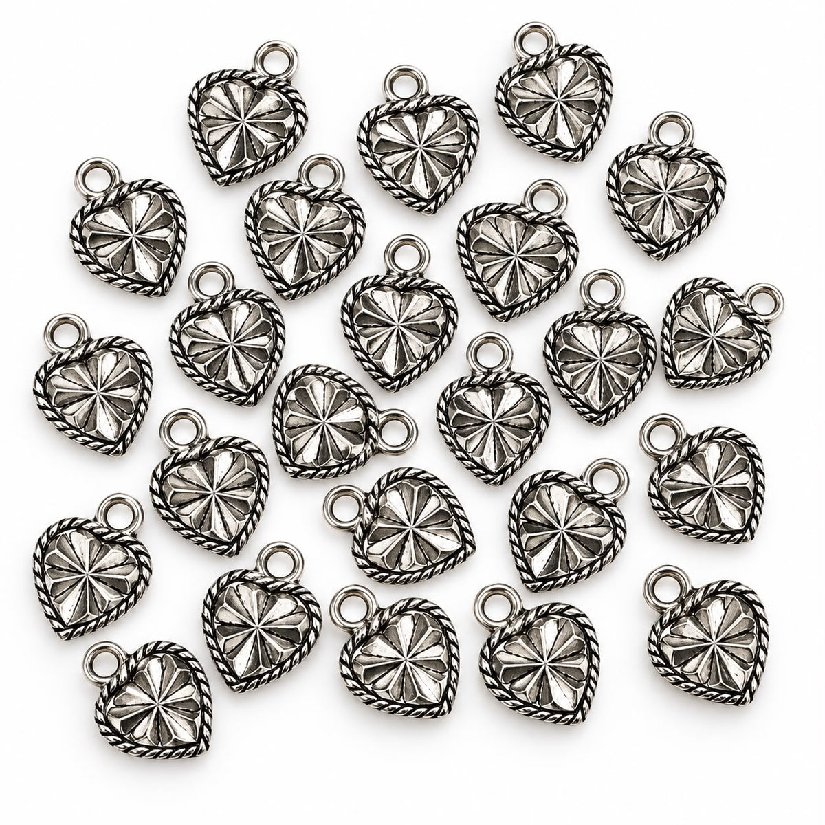Antique Silver Heart Charm - 10x8mm