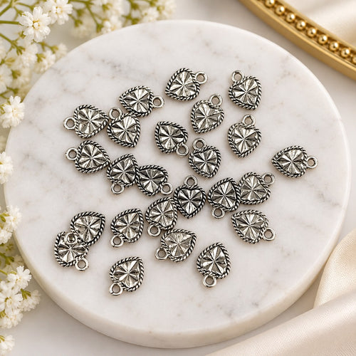 Antique Silver Heart Charm - 10x8mm