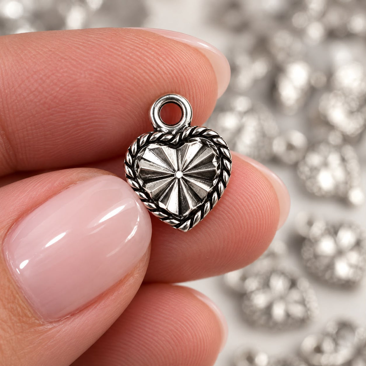 Antique Silver Heart Charm - 10x8mm