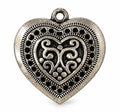 Antique Silver Ornate Heart Charm -31x28 mm