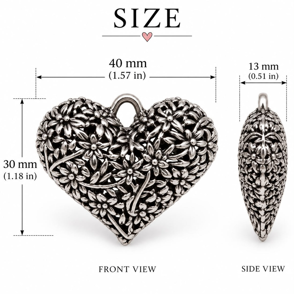 Heart Charm - 17x18mm - HRT-009