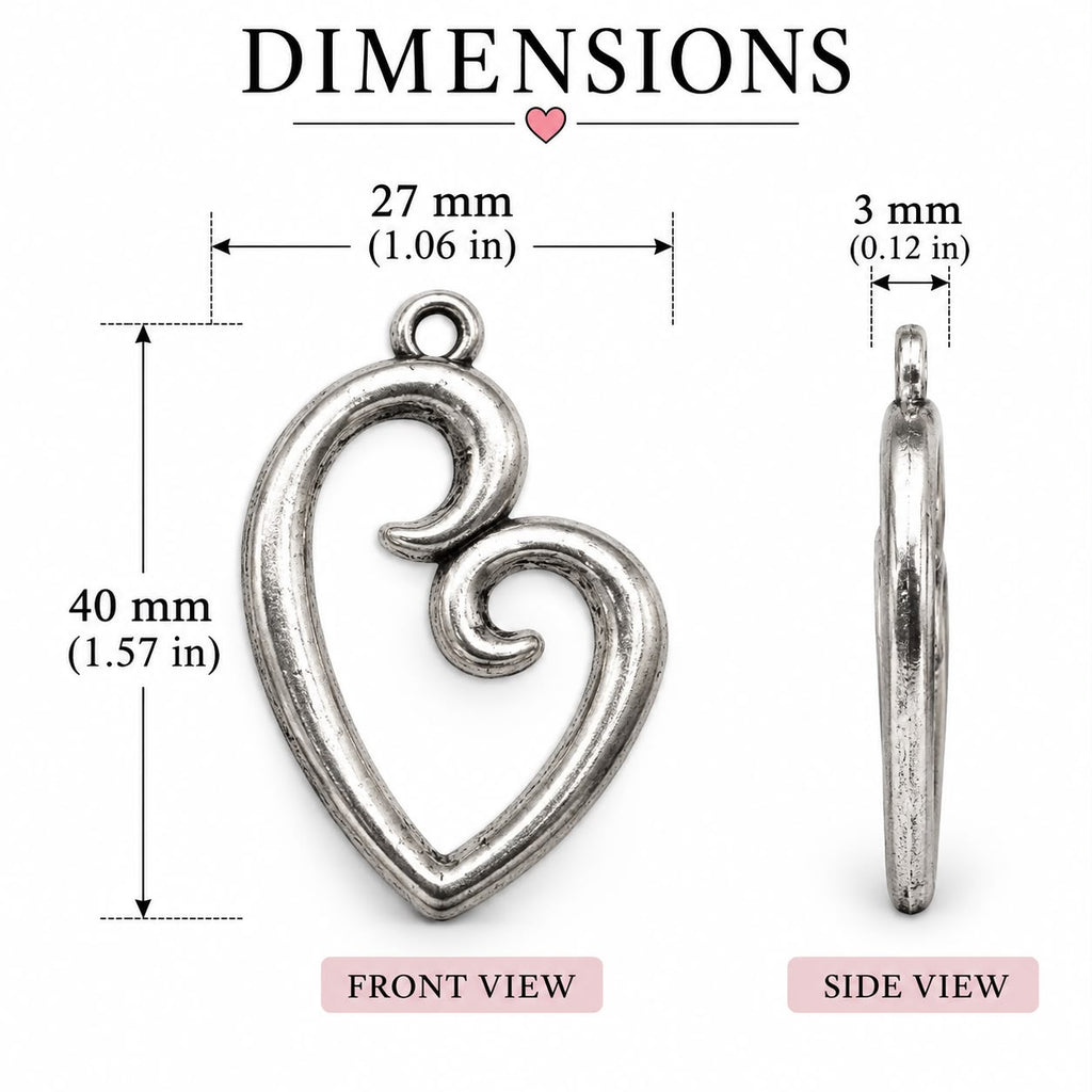 Mother Love Double Heart Charm - 27x40mm - HRT-011